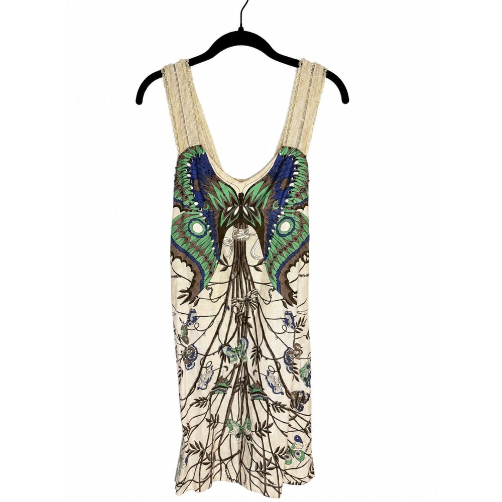 Vintage 90s Free People Butterfly Dress Size 0 Beaded Lace Boho